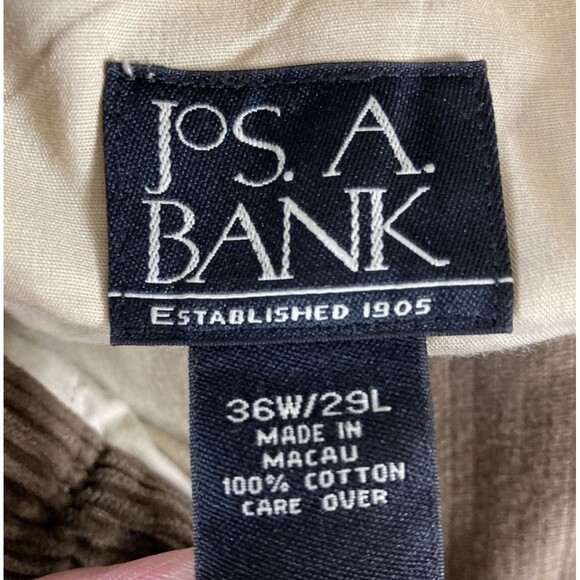 Jos A Bank Pants Men's 36 x 29 Brown Corduroy Pants Pleated and Cuffed - Picture 6 of 7